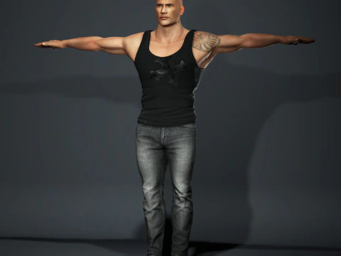 Dwayne Johnson Low-poly 3D Model