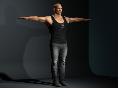 Dwayne Johnson Low-poly 3D Модель