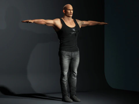 Dwayne Johnson Low-poly 3D Model