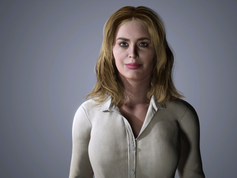 Emily Blunt Character Low-poly Modello 3D