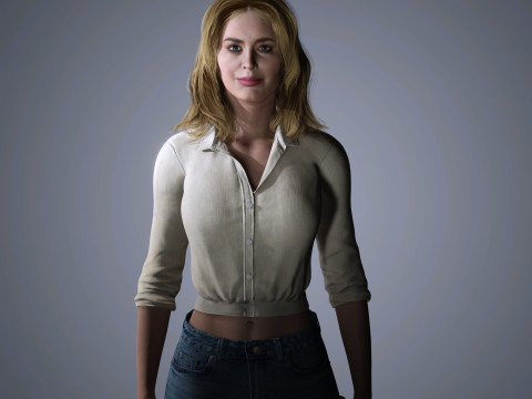 Emily Blunt Character Low-poly Modello 3D