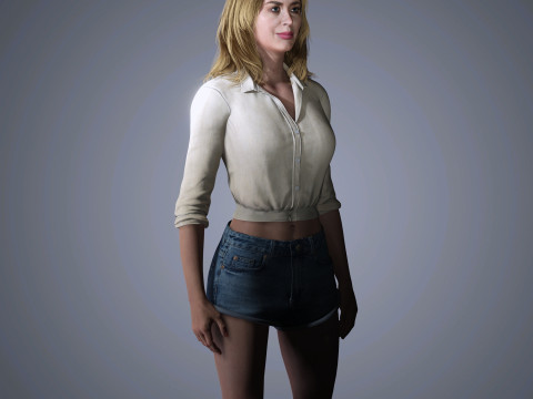 Emily Blunt Character Low-poly Modello 3D