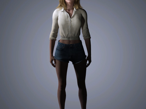 Emily Blunt Character Low-poly Modello 3D