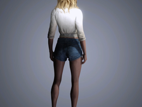 Emily Blunt Character Low-poly Modello 3D