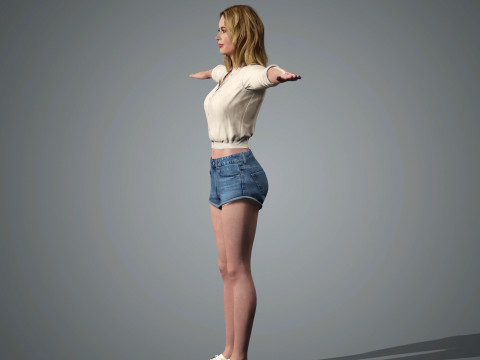 Emily Blunt Character Low-poly Modello 3D