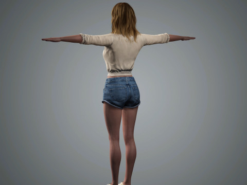 Emily Blunt Character Low-poly Modello 3D