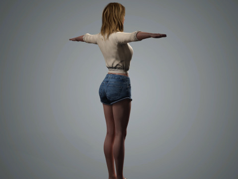 Emily Blunt Character Low-poly Modello 3D