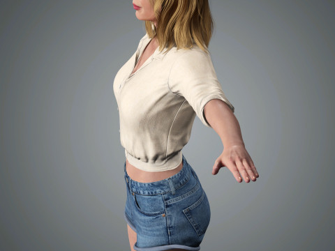 Emily Blunt Character Low-poly Modello 3D