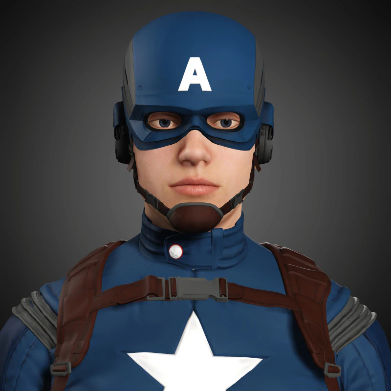 Captain America Character 3D Model .c4d .max .obj .3ds .fbx .stl .blend