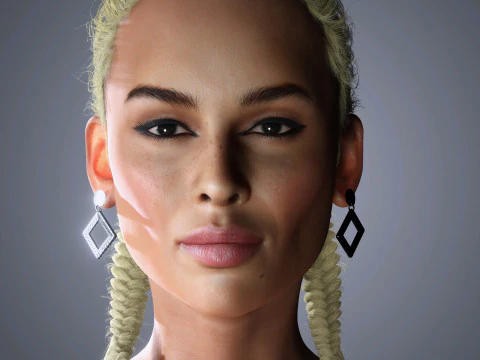Zoe Kravitz Character Low-poly 3D Model