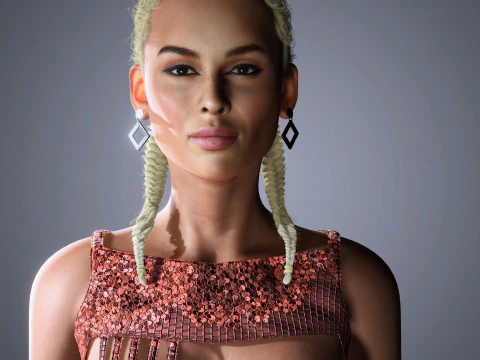 Zoe Kravitz Character Low-poly 3D Model