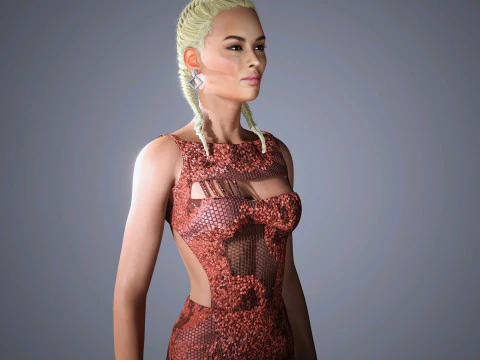 Zoe Kravitz Character Low-poly 3D Model