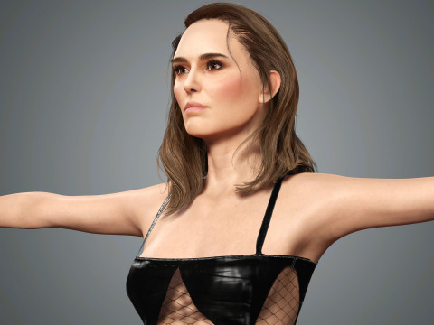 Natalie Portman Character Low-poly Modèle 3D