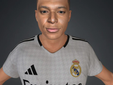 Kylian Mbappe Real Madrid Kit Low-poly 3D Model