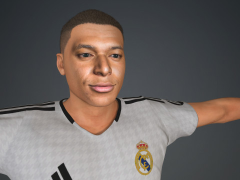 Kylian Mbappe Real Madrid Kit Low-poly 3D Model