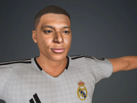 Kylian Mbappe Real Madrid Kit Low-poly 3D Model