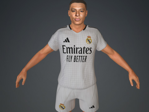 Kylian Mbappe Real Madrid Kit Low-poly 3D Model