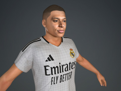 Kylian Mbappe Real Madrid Kit Low-poly 3D Model