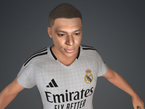Kylian Mbappe Real Madrid Kit Low-poly 3D Model