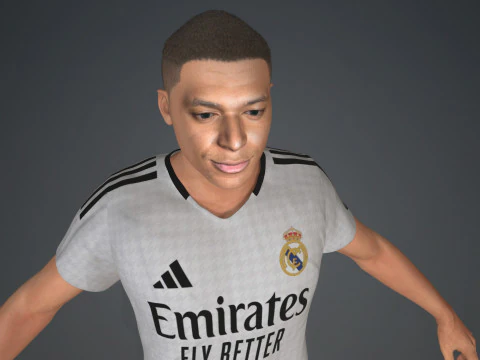 Kylian Mbappe Real Madrid Kit Low-poly 3D Model