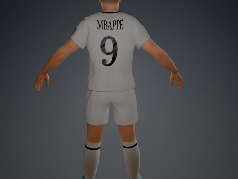 Kylian Mbappe Real Madrid Kit Low-poly 3D Model