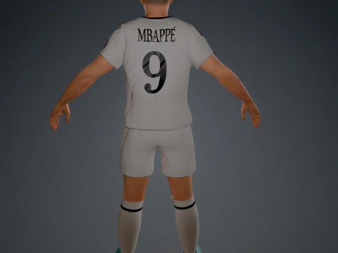 Kylian Mbappe Real Madrid Kit Low-poly 3D Model