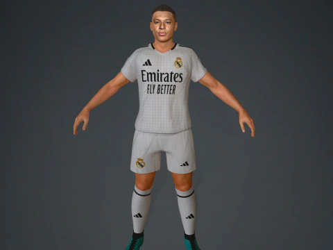 Kylian Mbappe Real Madrid Kit Low-poly 3D Model