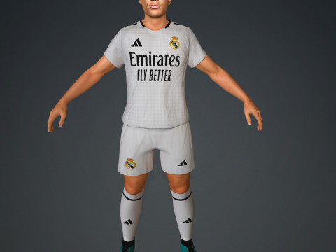 Kylian Mbappe Real Madrid Kit Low-poly 3D Model