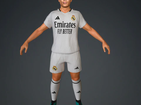 Kylian Mbappe Real Madrid Kit Low-poly 3D Model