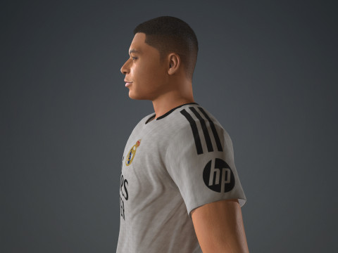 Kylian Mbappe Real Madrid Kit Low-poly 3D Model