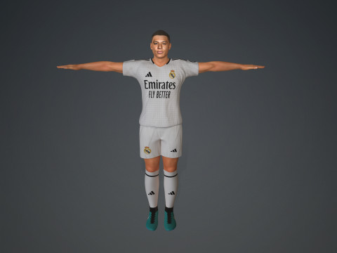 Kylian Mbappe Real Madrid Kit Low-poly 3D Model