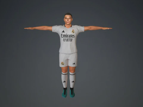Kylian Mbappe Real Madrid Kit Low-poly 3D Model