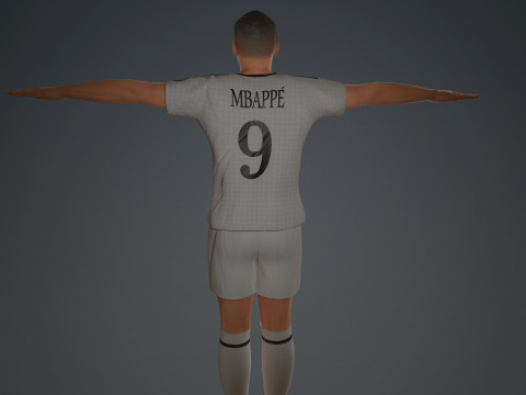 Kylian Mbappe Real Madrid Kit Low-poly 3D Model