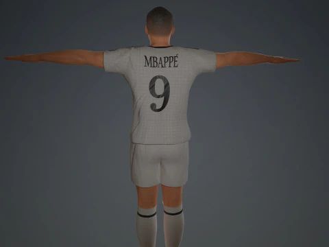 Kylian Mbappe Real Madrid Kit Low-poly 3D Model