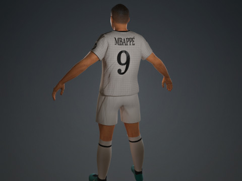 Kylian Mbappe Real Madrid Kit Low-poly 3D Model
