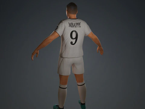 Kylian Mbappe Real Madrid Kit Low-poly 3D Model