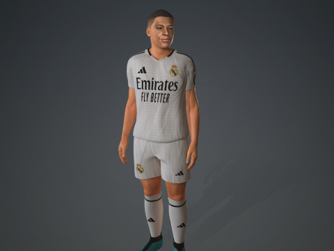 Kylian Mbappe Real Madrid Kit Low-poly 3D Model