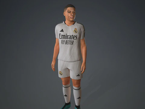 Kylian Mbappe Real Madrid Kit Low-poly 3D Model