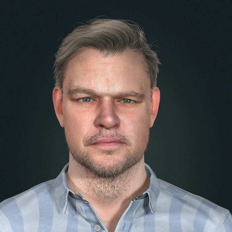Matt Damon low-poly 3D Model .c4d .max .obj .3ds .fbx .stl .blend