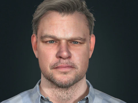 Matt Damon low-poly 3D Model