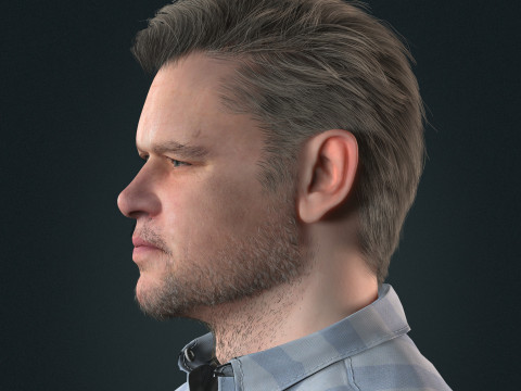 Matt Damon low-poly 3Dモデル