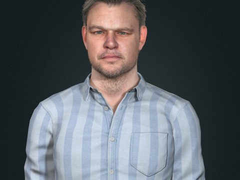 Matt Damon low-poly 3Dモデル