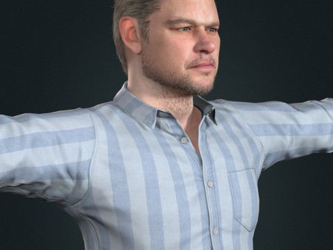 Matt Damon low-poly 3Dモデル