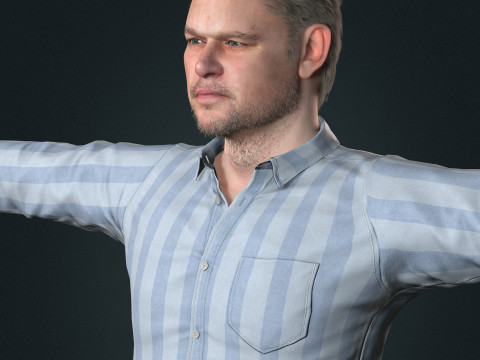 Matt Damon low-poly 3Dモデル