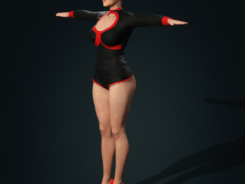 Kim Kardashian Character Low-poly Modello 3D