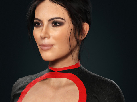 Kim Kardashian Character Low-poly Modello 3D