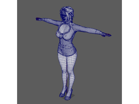 Kim Kardashian Character Low-poly Modello 3D