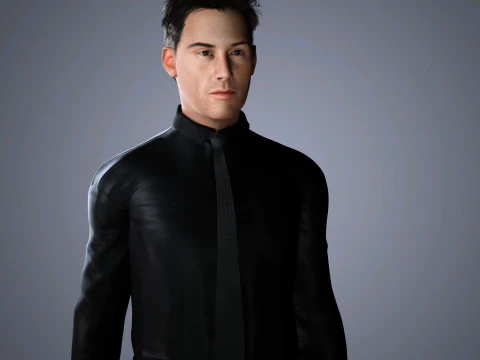 Keanu Reeves Character Low-poly 3D Model
