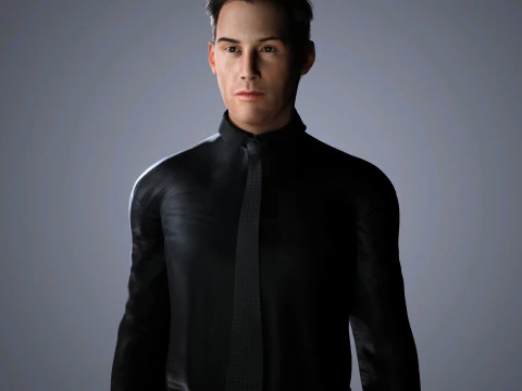 Keanu Reeves Character Low-poly 3D Model