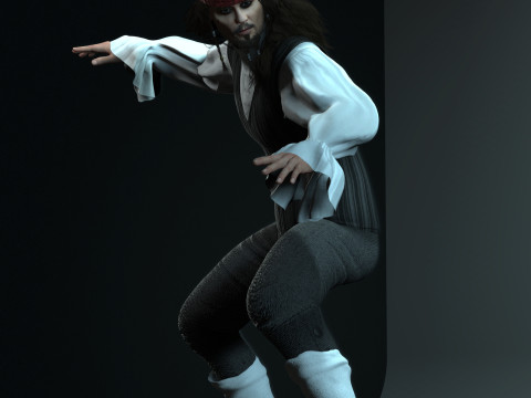 Johnny Depp Low-poly Model 3D